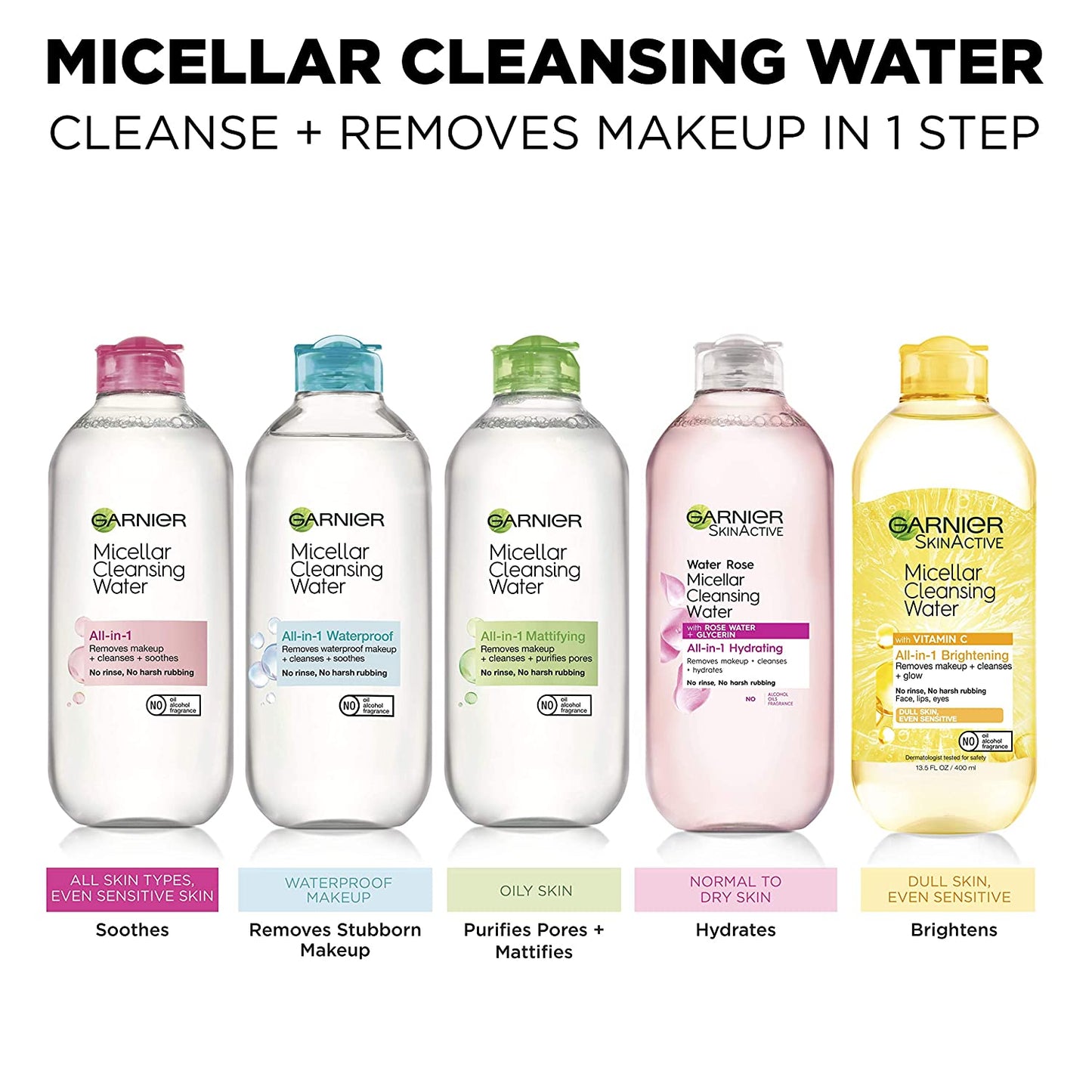 Hydrating Micellar Water with Rose Water and Glycerin, Gentle Facial Cleanser and Makeup Remover for All Skin Types, Vegan and Cruelty-Free, 13.5 Fl Oz (400 mL)